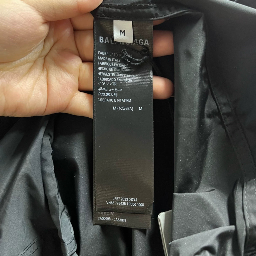 Balenciaga Black Logo Print Crew Neck Buttoned Jacket