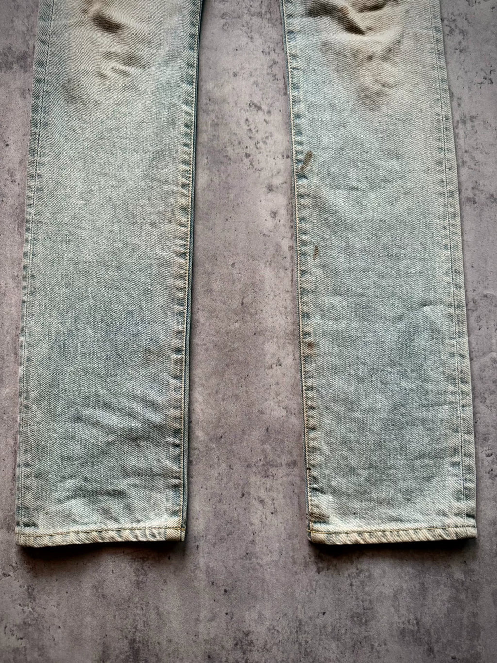 Saint Laurent Paris 13SS D01 Ice Blue Mud Dye Distressed Jeans by Hedi Slimane