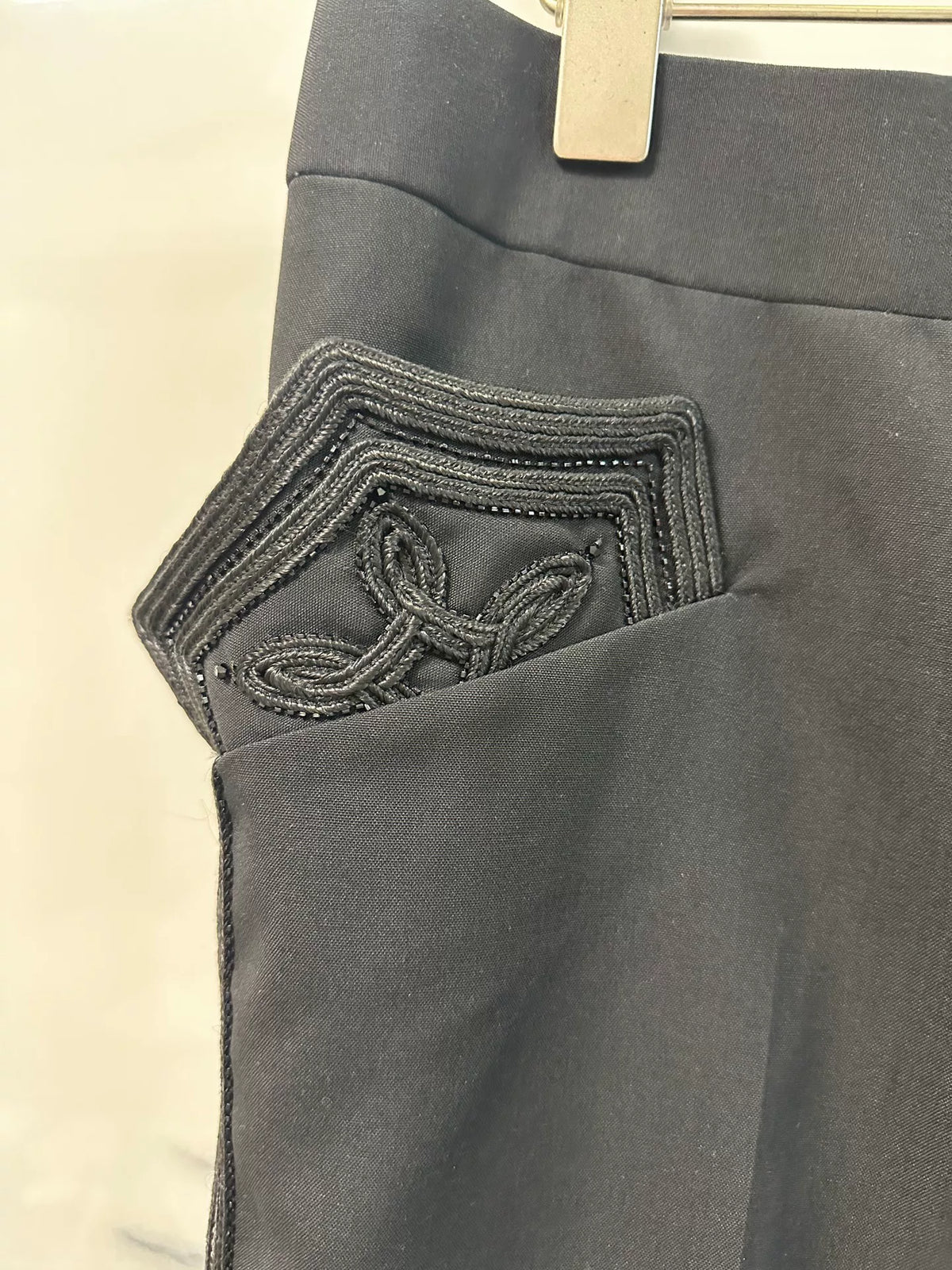 Saint Laurent Paris Black Embroidered Wool Trousers