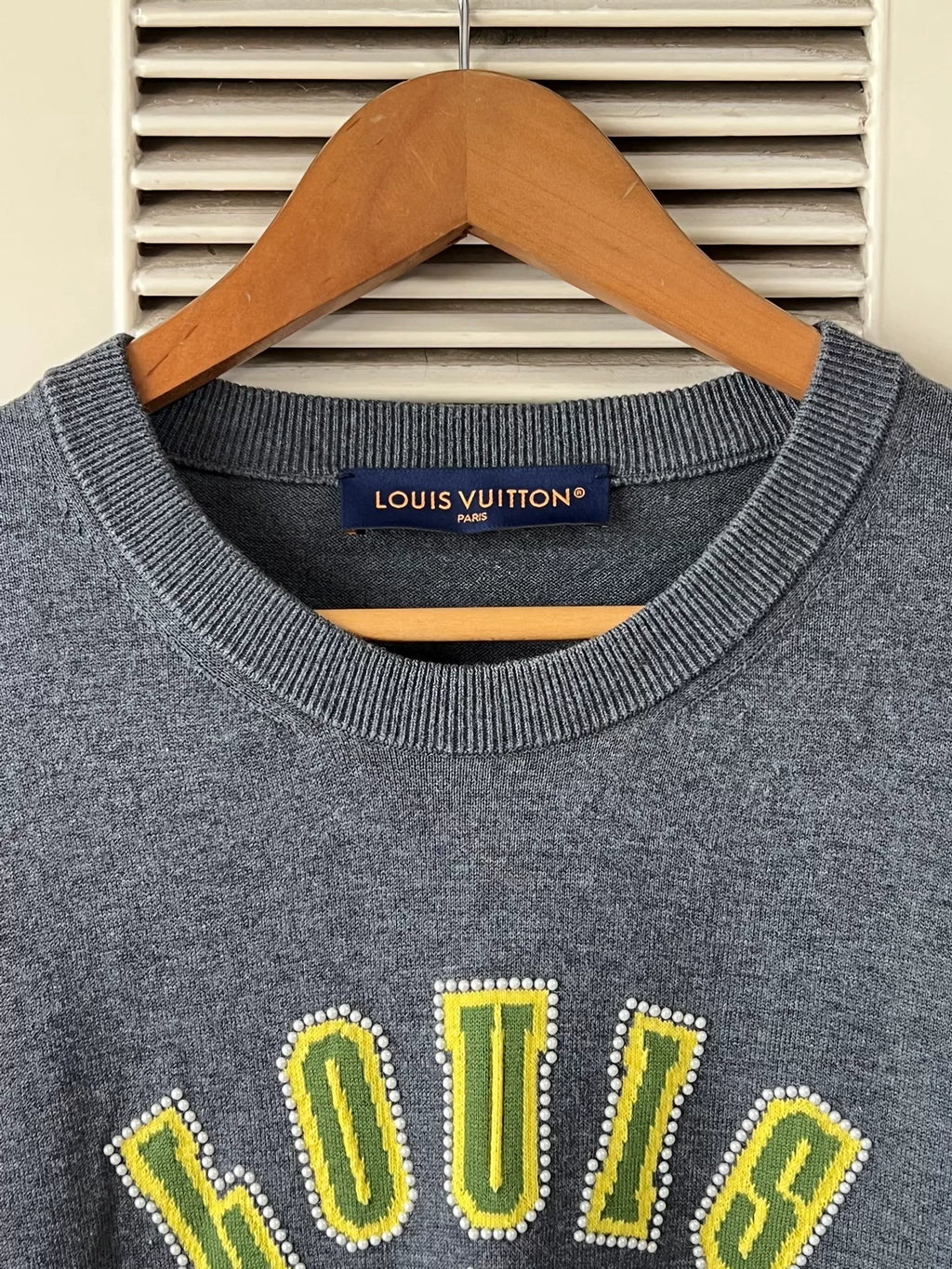 Louis Vuitton LV Dog Series Beaded Logo Knit Short-Sleeve T-Shirt