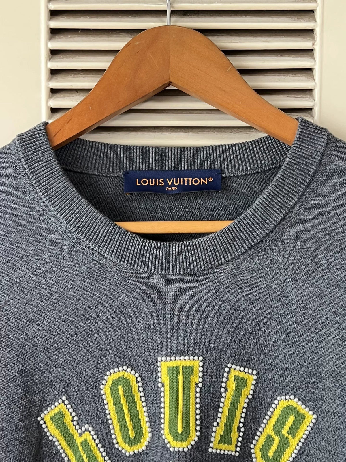 Louis Vuitton LV Dog Series Beaded Logo Knit Short-Sleeve T-Shirt