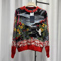 Louis Vuitton Long Sleeve All-Over Print Cotton Multicolor Knit Sweater