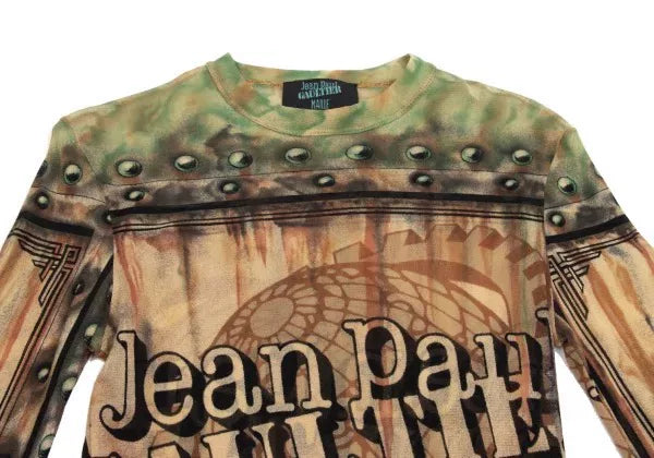 Jean Paul Gaultier Vintage Green Floral Logo Mesh Top