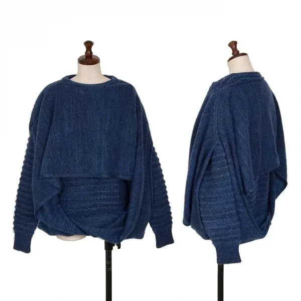 Issey Miyake Vintage Blue Faux Fur Pleated Top