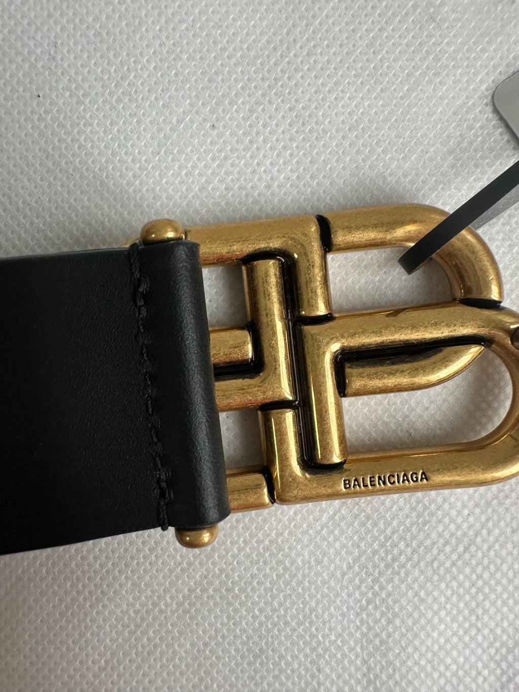 Balenciaga Black Gold Buckle BB Belt