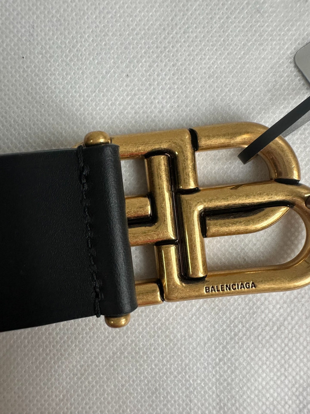 Balenciaga Black Gold Buckle BB Belt