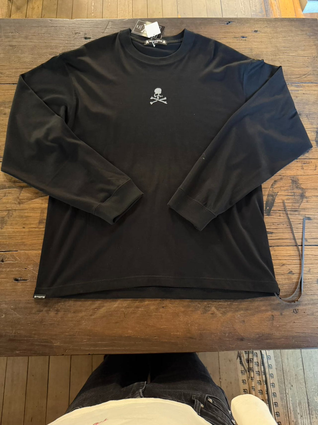mastermind Japan FW25 Black Loopwheel Glitter Skull Suvin Cotton Long Sleeve T-Shirt