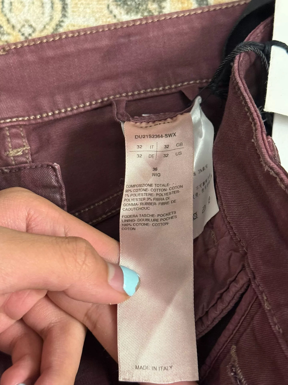 Rick Owens Burgundy Wet Wax Denim Jeans