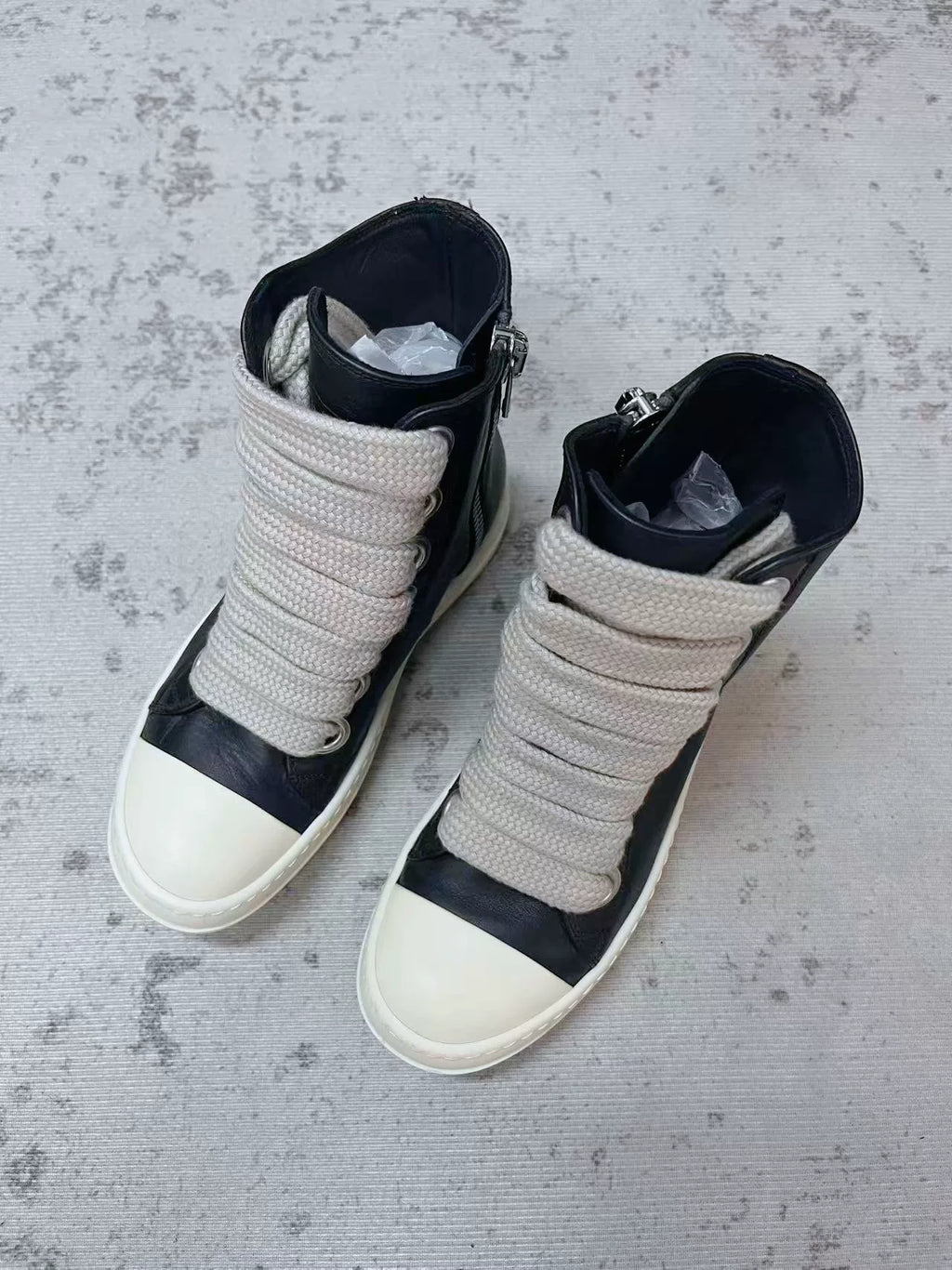 Rick Owens Black and White Tank Sole Large Converse Sneakers