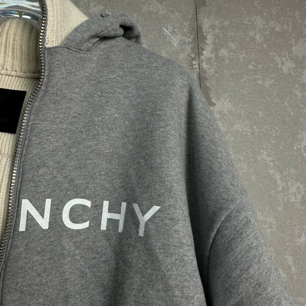 Givenchy Patchwork Fake Two-Piece Zip-Up Hooded Knit Sweater