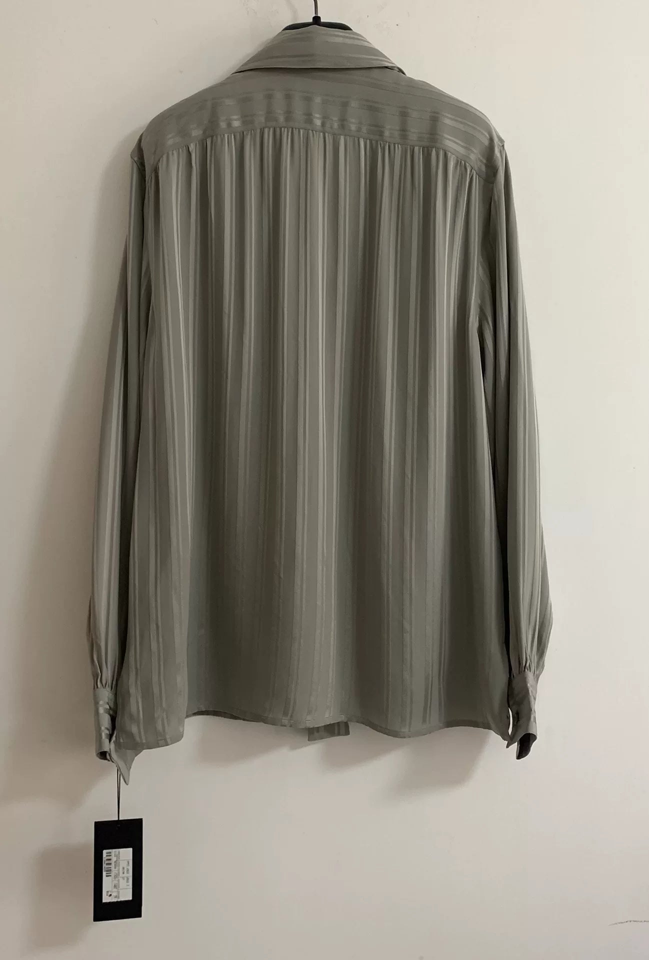 Saint Laurent 22FW Runway Silk Silver Striped Shirt