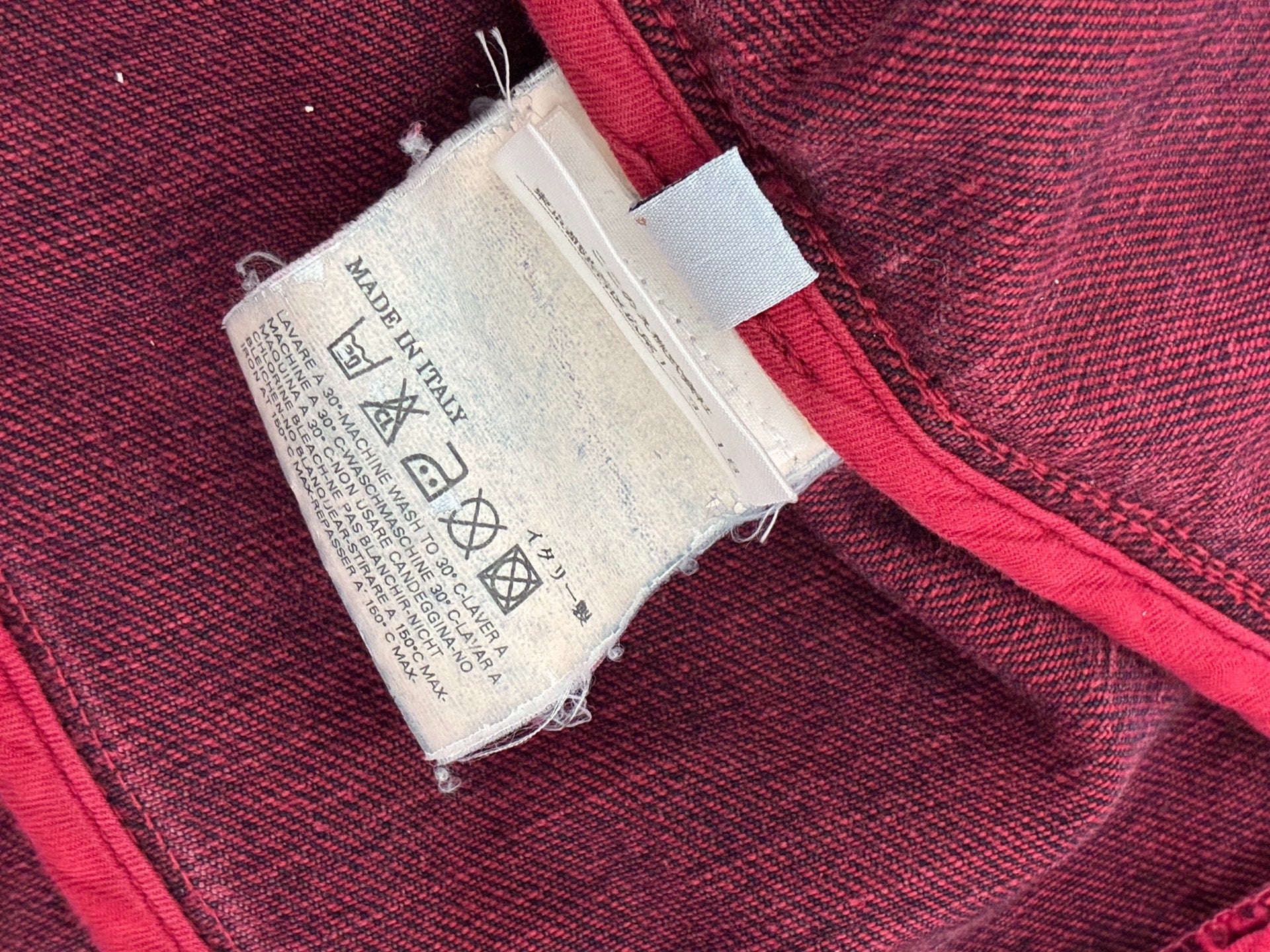 Maison Martin Margiela Red Brushed Denim Vest