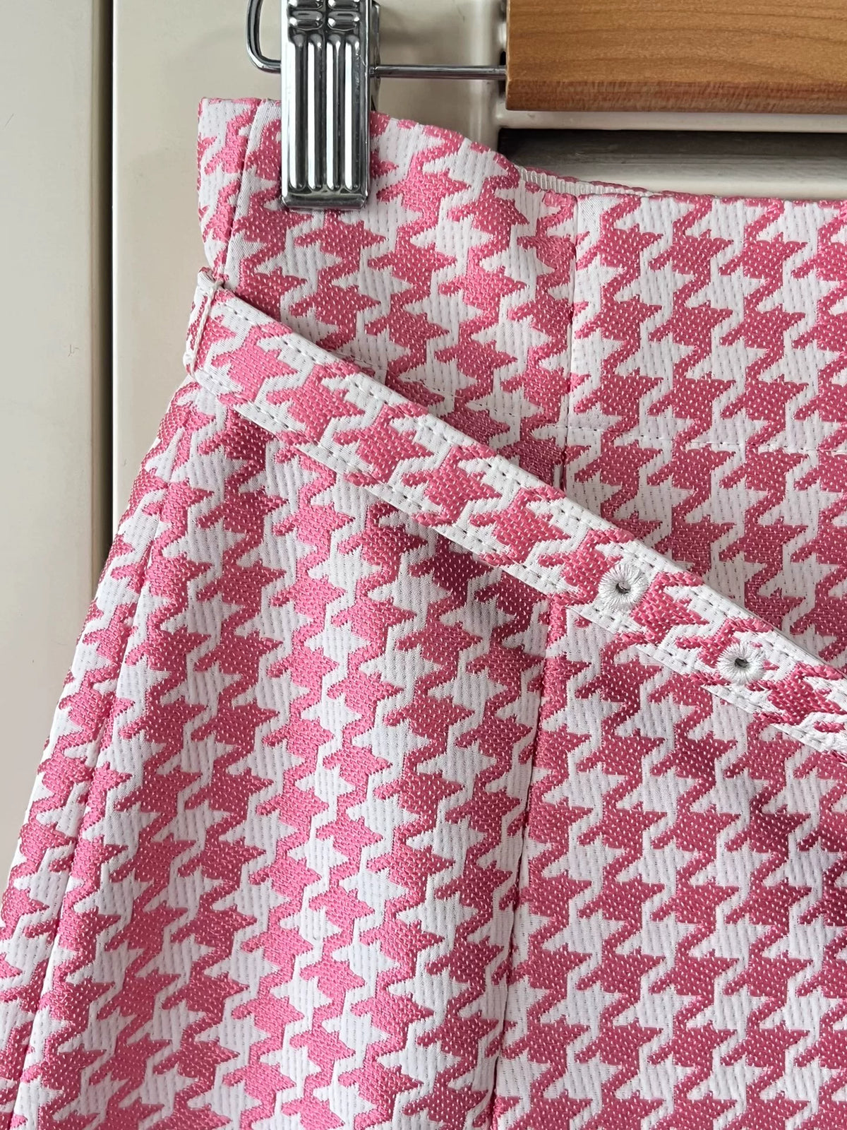 Dior Pink Houndstooth Mini Skirt
