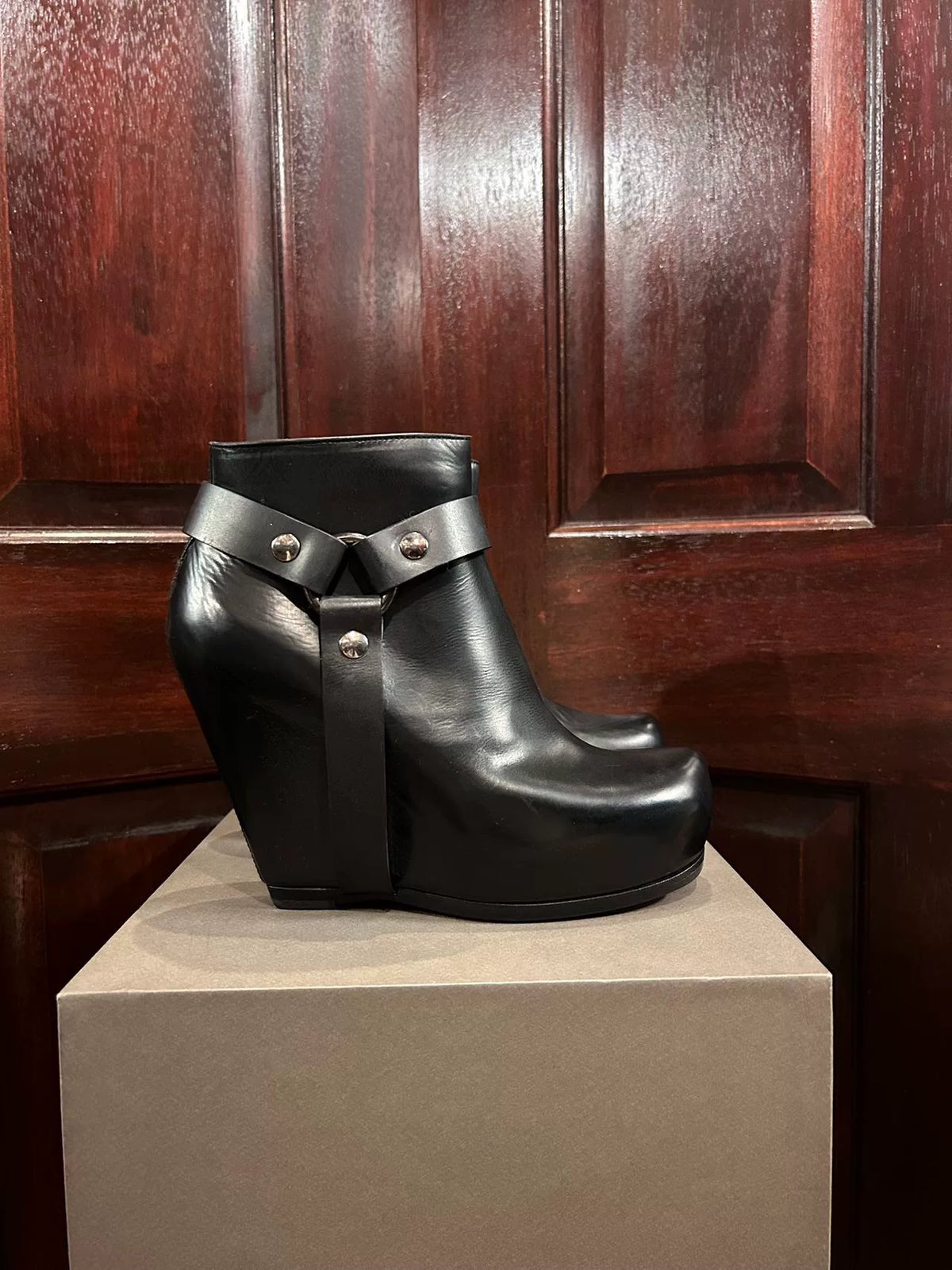 Rick Owens SS17 Wedge Lambskin Boots