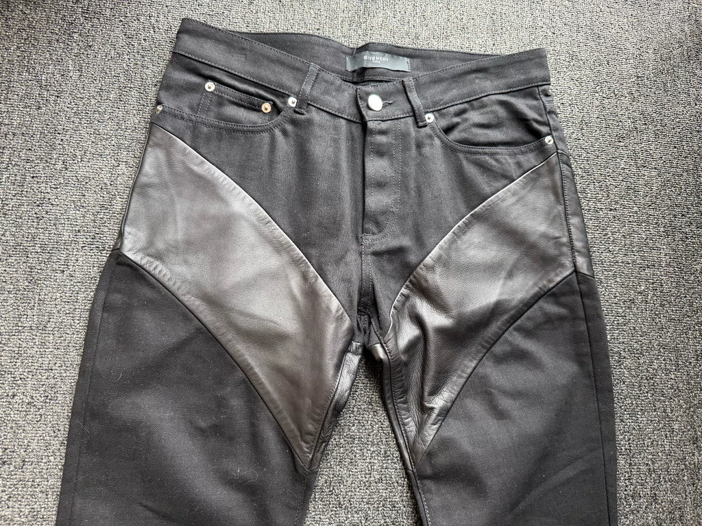 Givenchy black Denim with lamb leather accents
