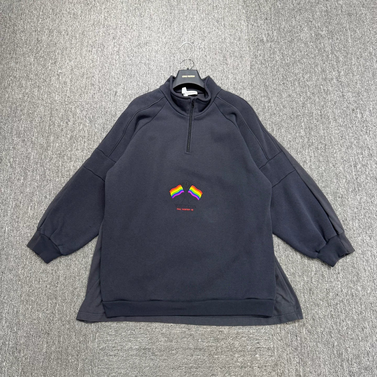 Balenciaga Rainbow Embroidered Flag Faux Two-Piece Sweater