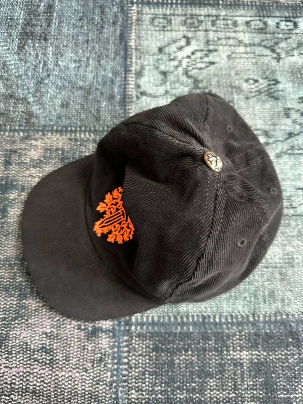 Chrome Hearts Croco Heart Baseball Cap Orange Sword Vine Corduroy Version