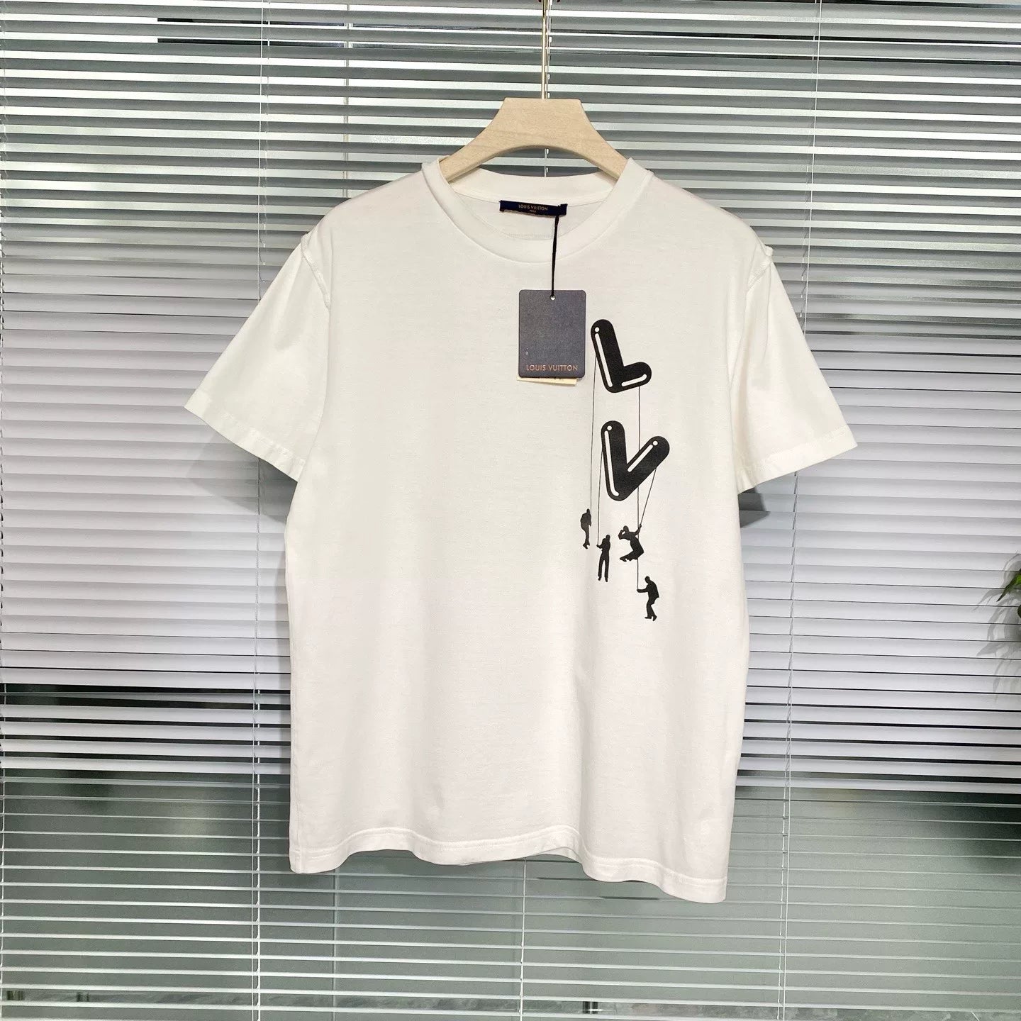 Louis Vuitton Print Logo Cotton White Short Sleeve T-Shirt