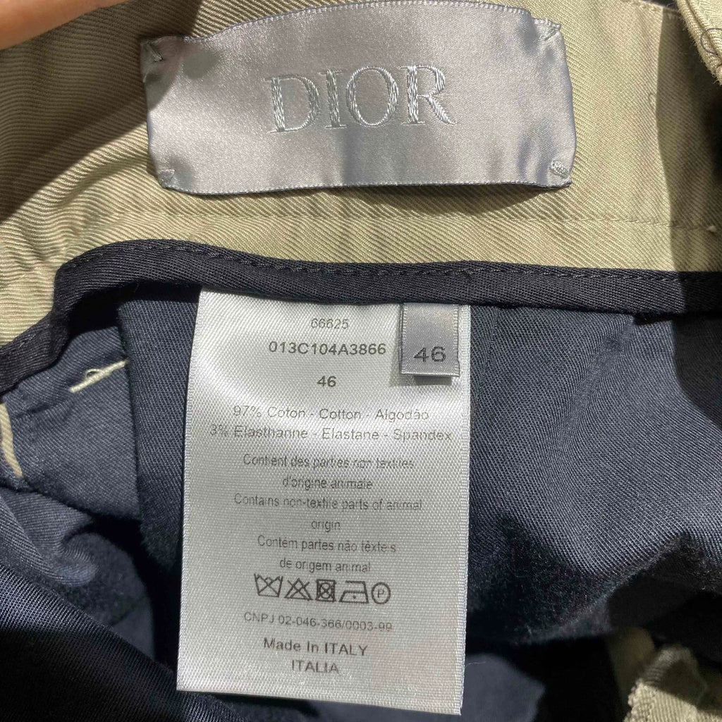 Dior CD Logo Embroidered Cotton Khaki Pants