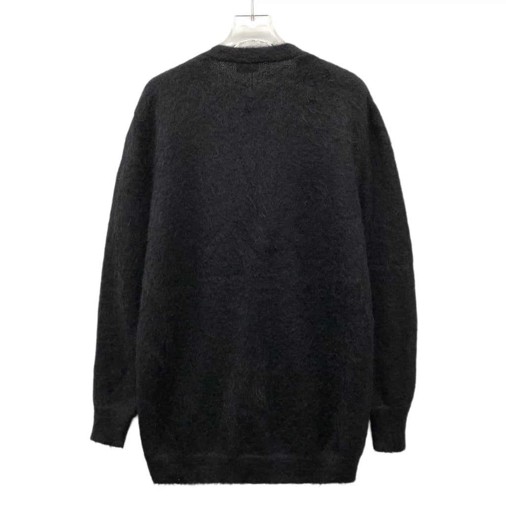 Saint Laurent Yves Black Five-Point Star Sequin Beaded Mohair V-Neck Single-Breasted Cardigan Jacket