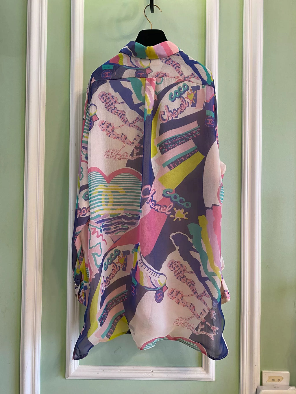 Chanel Multicolor Print Silk Shirt