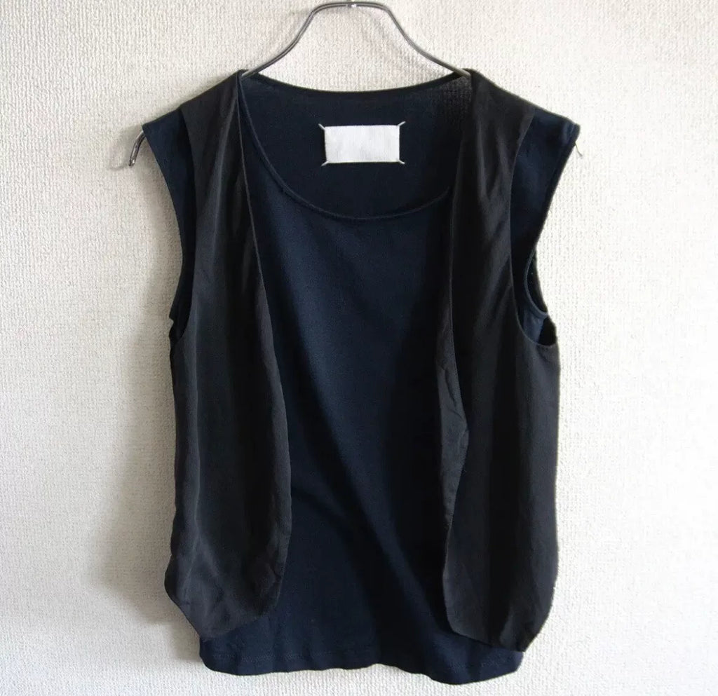 Maison Margiela 2000s Silk Fake Two-Piece Sleeveless Top
