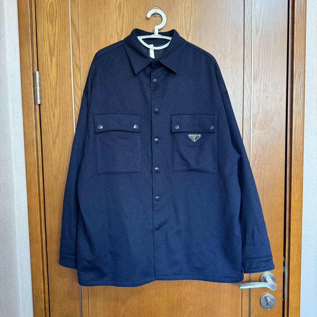 Prada Camel Triangle Logo Shirt Jacket