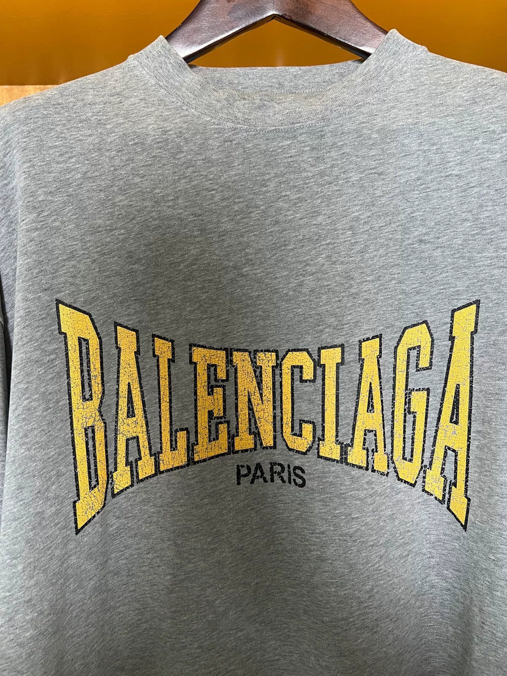Balenciaga Yellow Logo Short Sleeve Top
