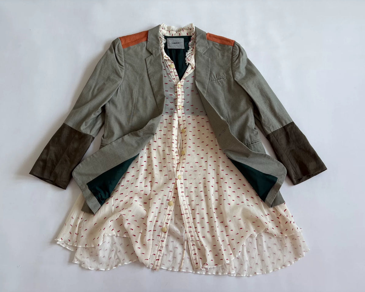 Undercover Deconstructed Patchwork Multi-Button Blazer