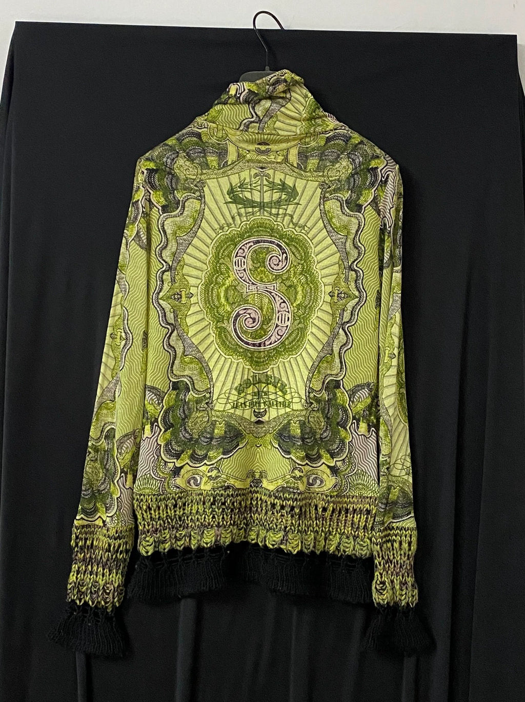 Jean Paul Gaultier Green Dragon Tattoo Bill Knit Rib Mesh Shirt