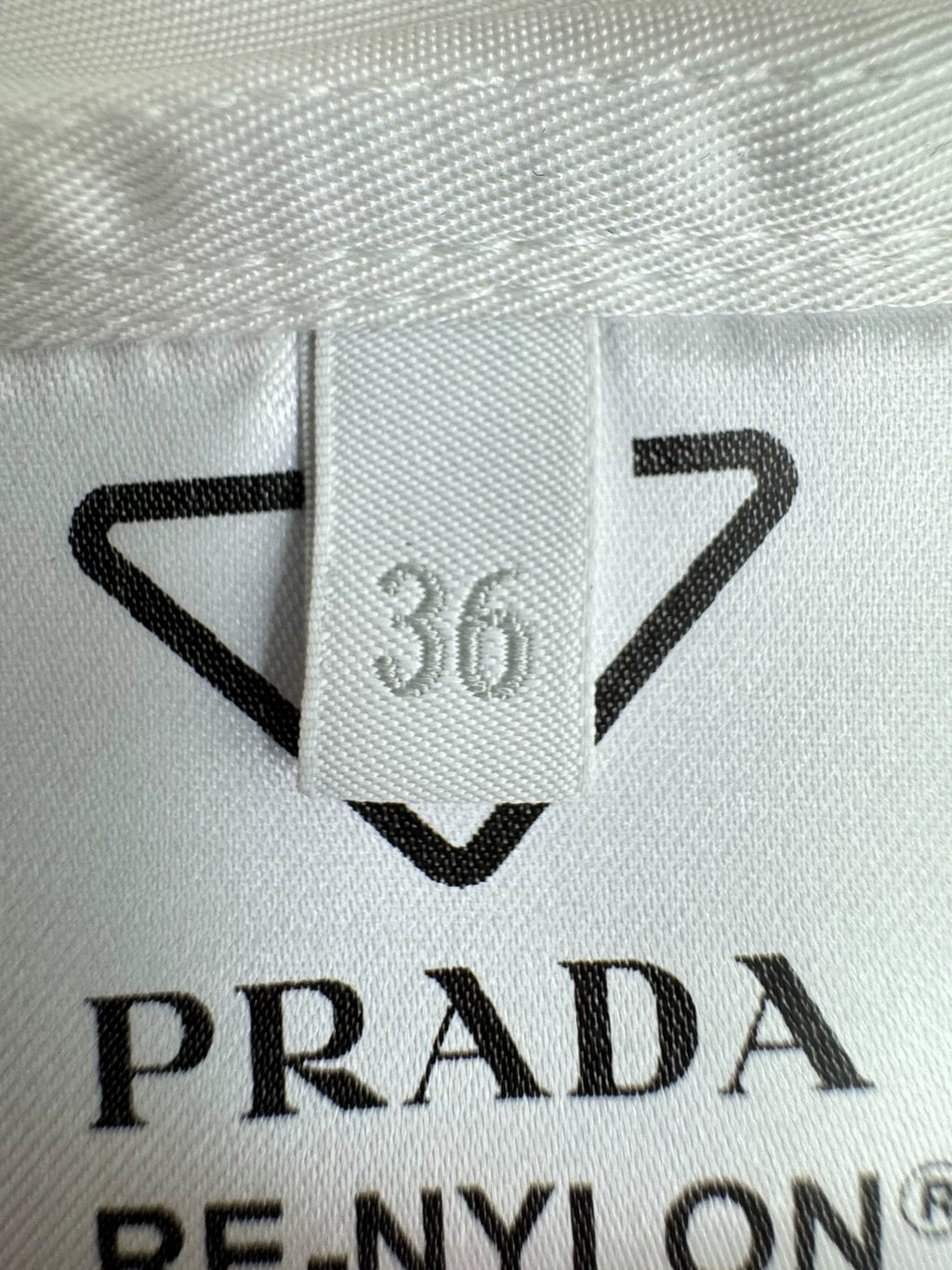 Prada SS21 White Inverted Triangle Logo Nylon Short-Sleeve Shirt