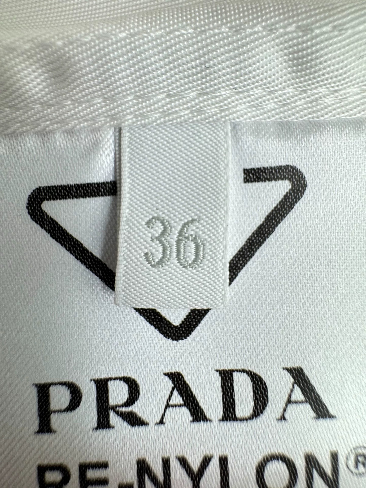 Prada SS21 White Inverted Triangle Logo Nylon Short-Sleeve Shirt