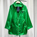 Prada Long Sleeve Metallic Triangle Logo Zip Hooded Drawstring Green Jacket