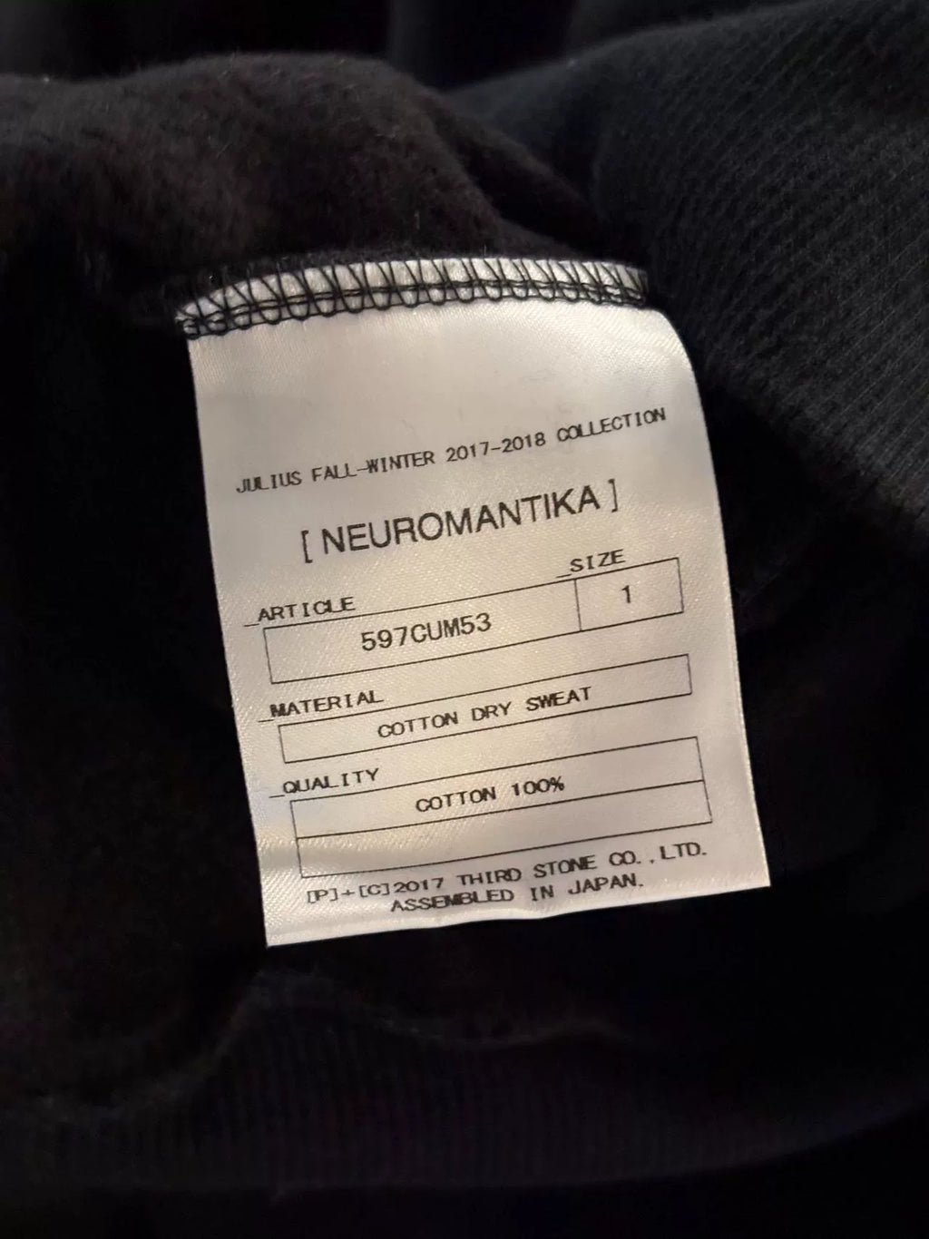 Julius AW17 Black Wide Sleeve Cotton Sweater