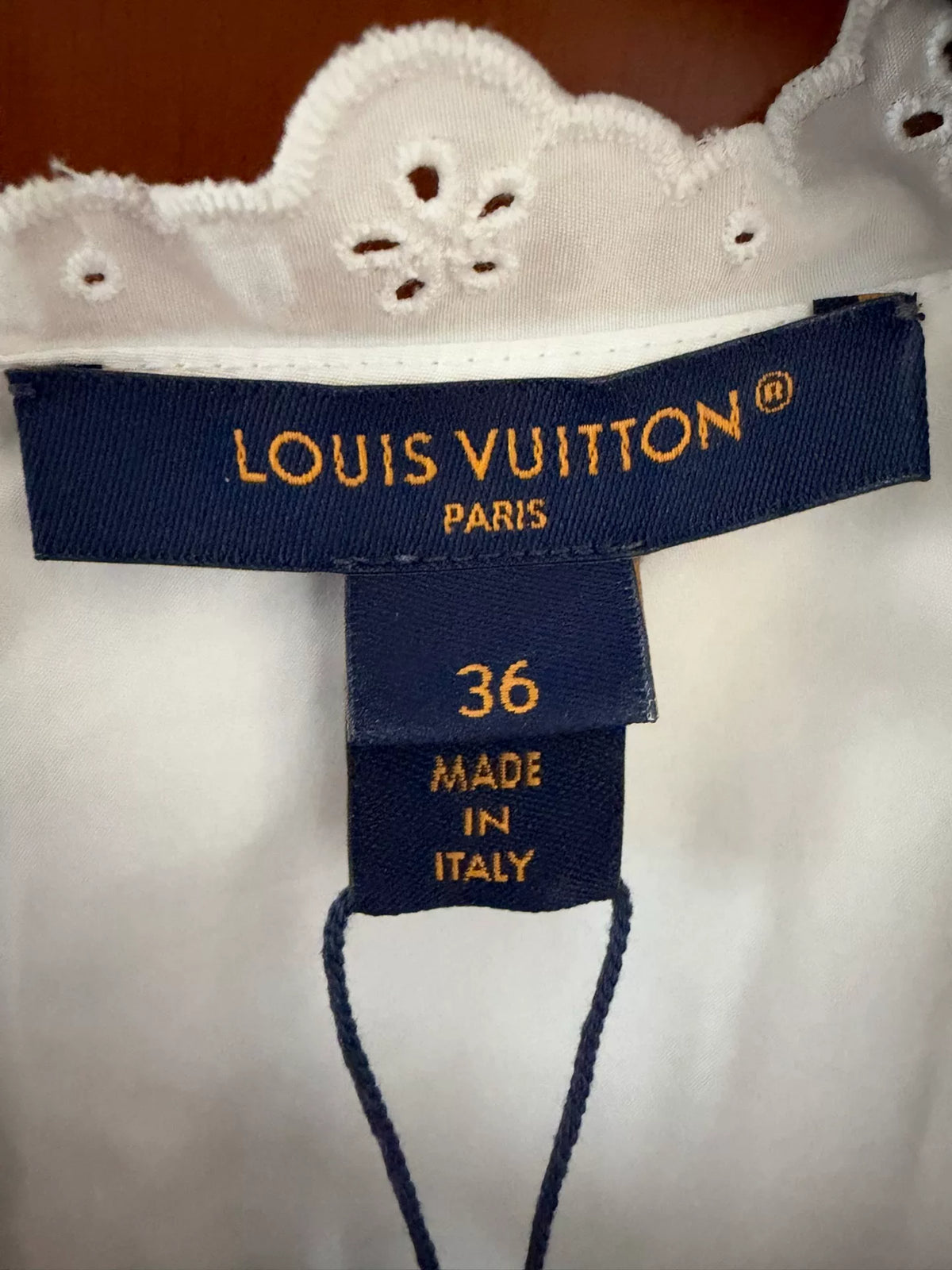 Louis Vuitton White English Cutwork Embroidered Baby Doll Dress