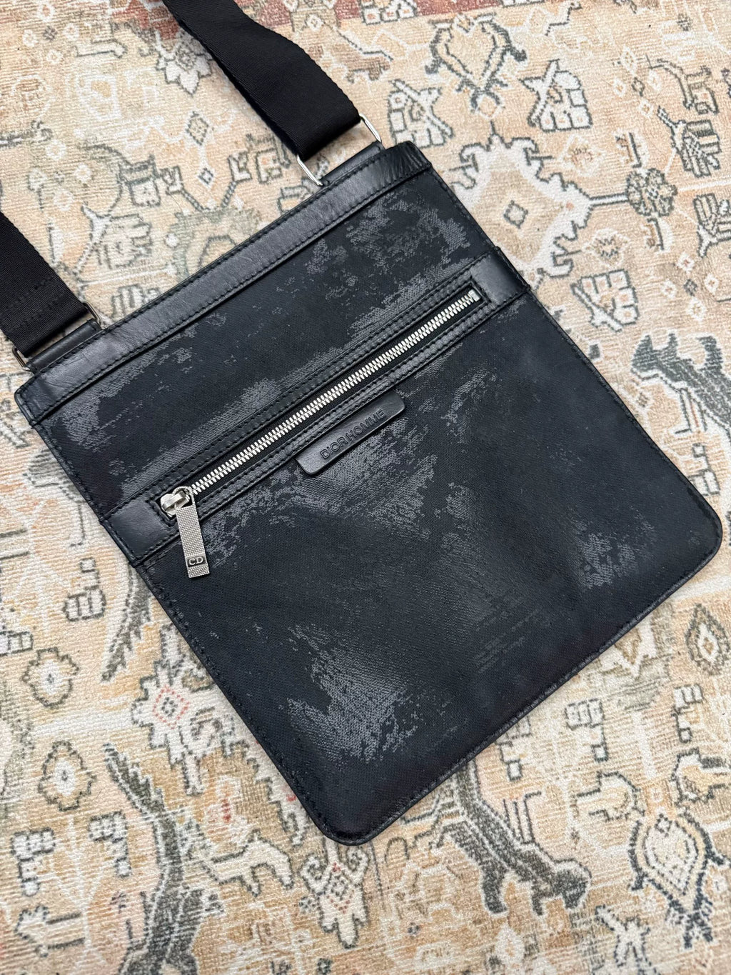 Dior Homme Waxed Coated Distressed Shoulder Bag