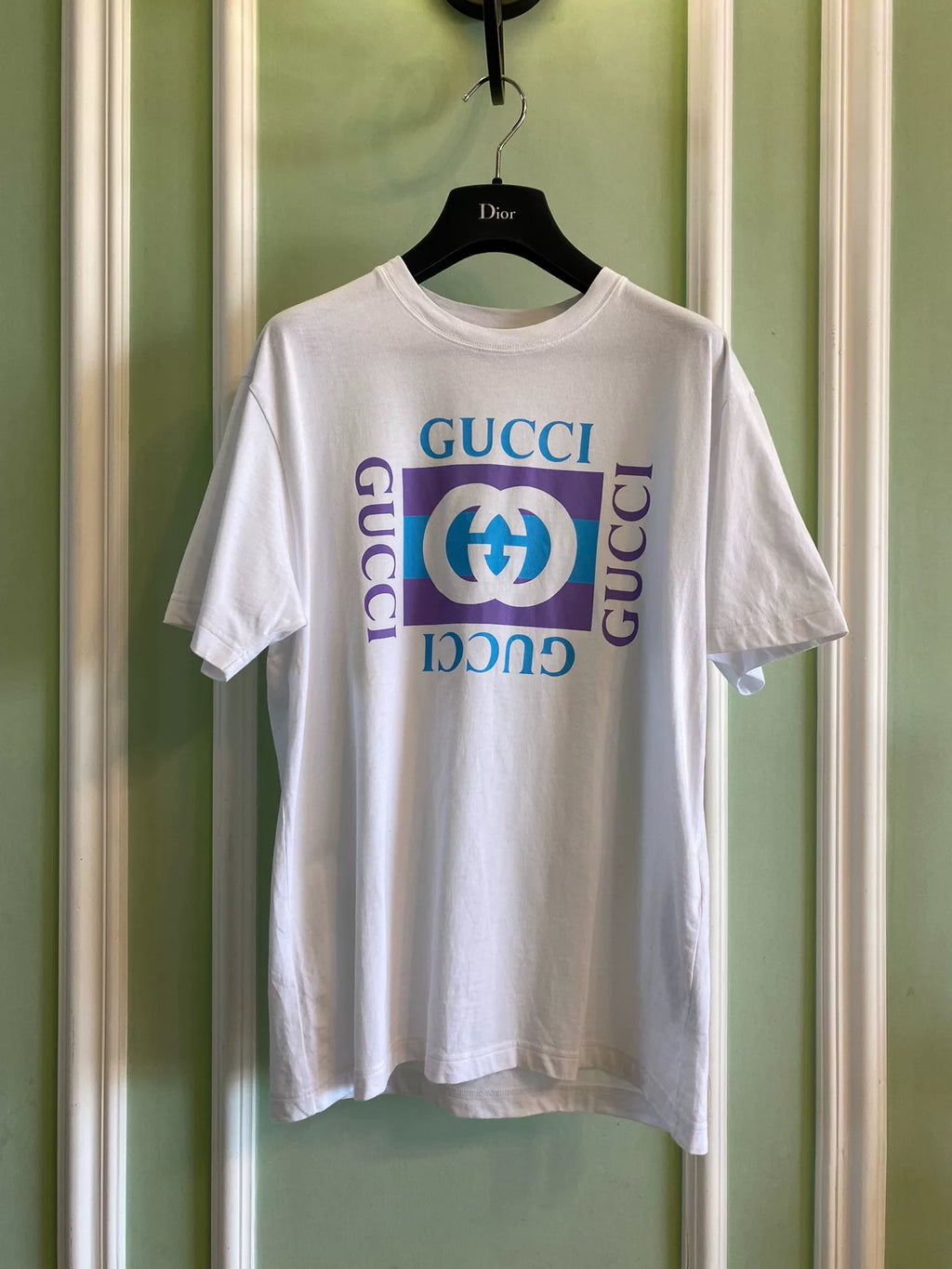 Gucci Purple Blue Logo Short Sleeve T-Shirt