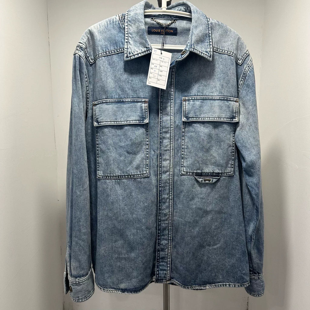 Louis Vuitton Blue Washed Distressed Denim Jacket