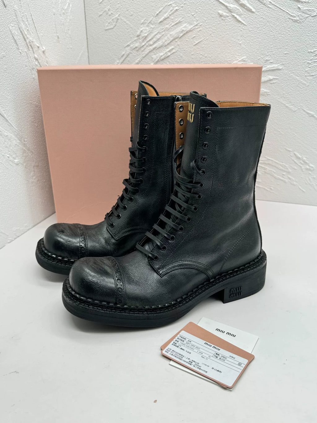 Miu Miu FW24 Runway Distressed Black Vintage Ankle Boots