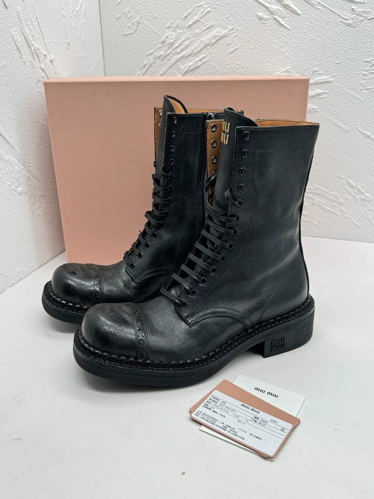 Miu Miu FW24 Runway Distressed Black Vintage Ankle Boots