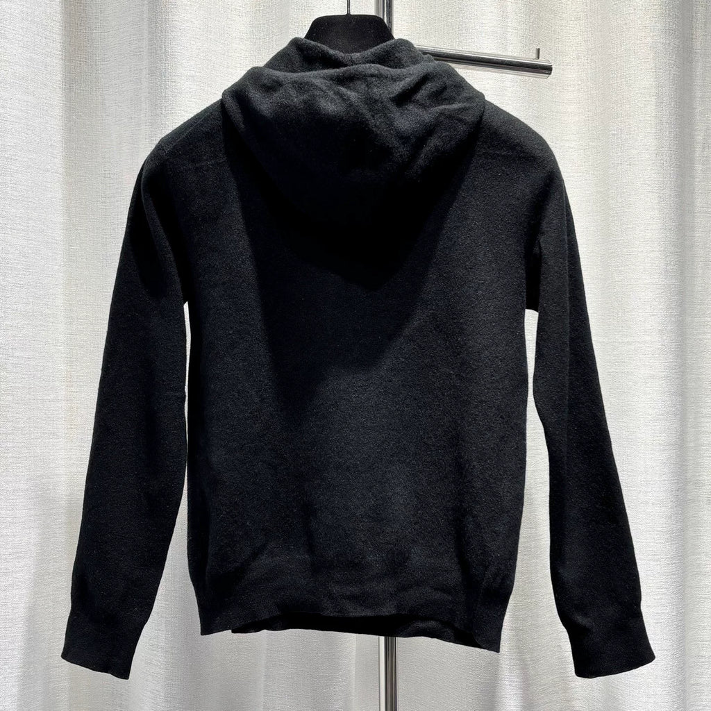 Dior Black Contrast Letter Print Hooded Wool Cashmere Sweater