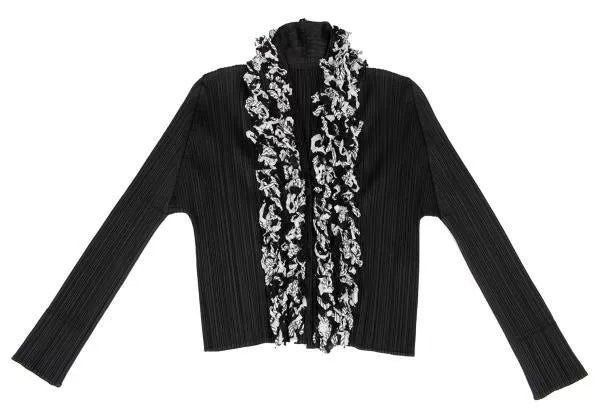 Issey Miyake Vintage Black Raw-Edge Pleated Top