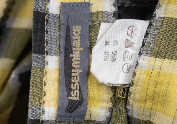 Issey Miyake 1980s Asymmetric Plaid Cotton-Linen Pants