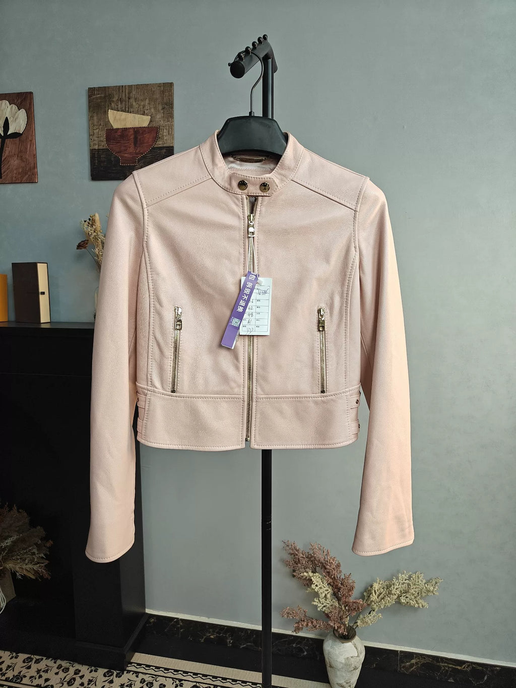 Dolce & Pink Lambskin Moto Jacket