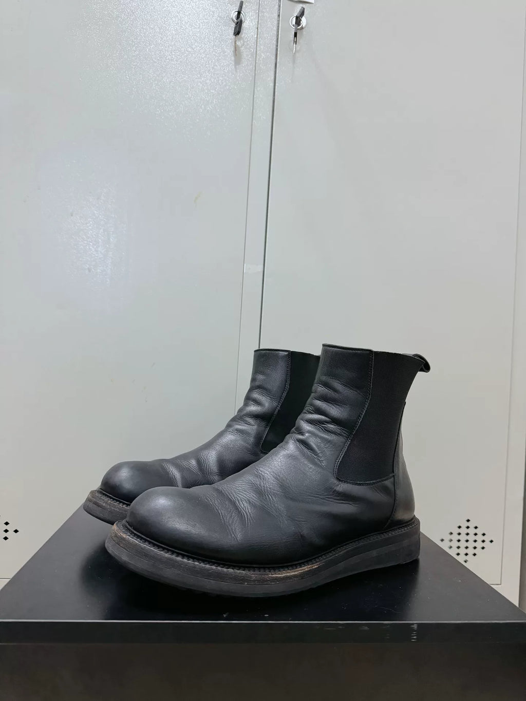 Rick Owens Leather Chelsea Military Boots