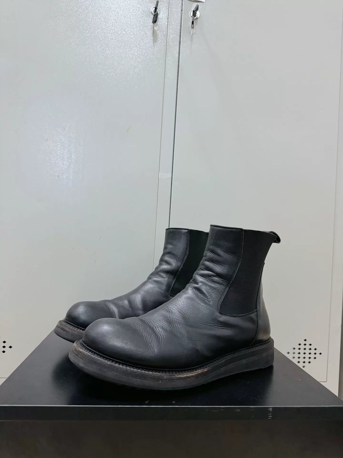 Rick Owens Leather Chelsea Military Boots