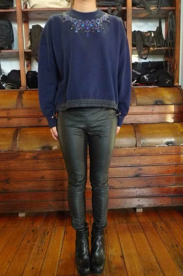 sacai FW14 Luck Purple Embroidered Cotton Sweatshirt