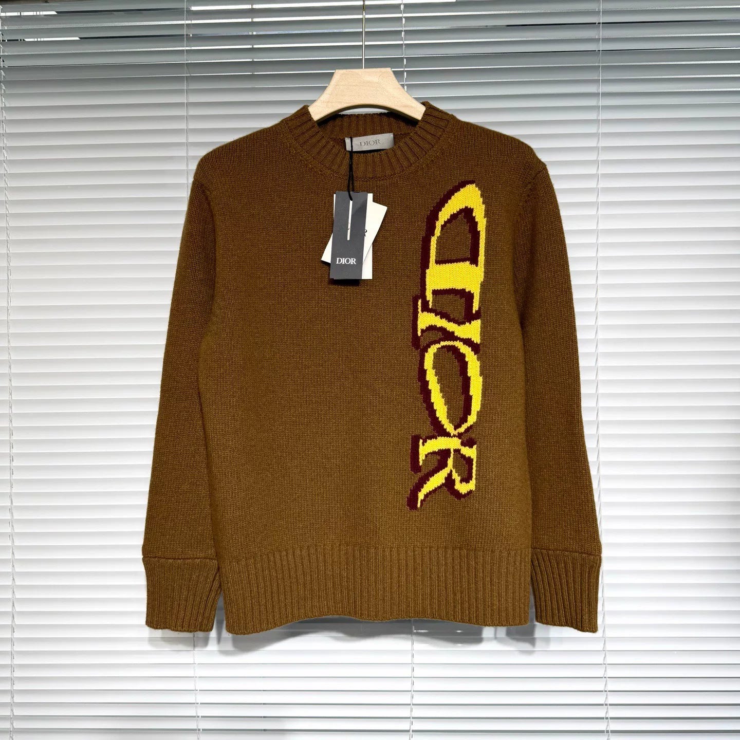 Dior And Lewis Hamilton Logo Wool Brown Knit Sweater