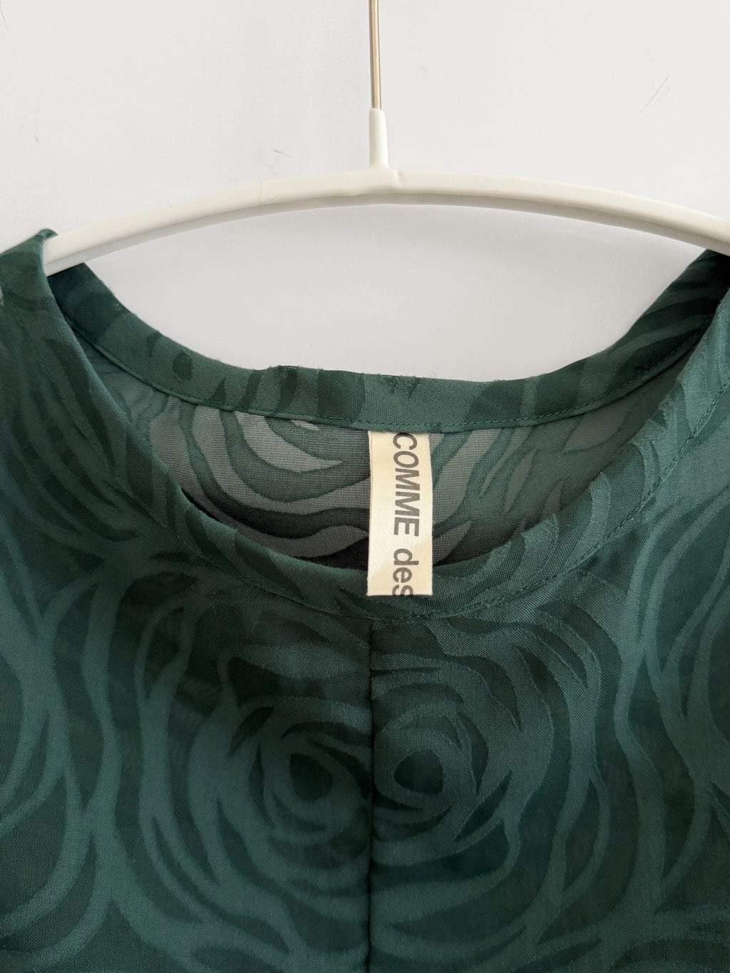 Comme Des Garcons Dark Green Rose Sheer Top - Devines