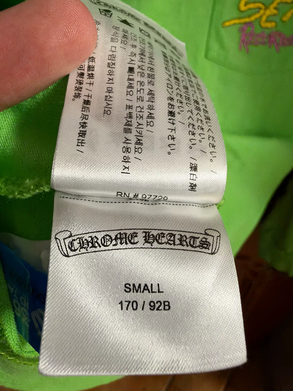 Chrome Hearts Green Graffiti Long Sleeve Top